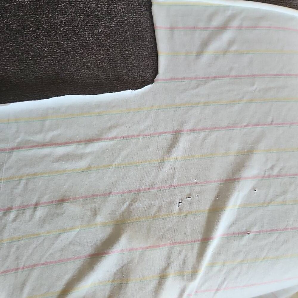 Two Knit Fabric remnants-pastel & white stripe and pastel polka dot - Picture 8 of 9